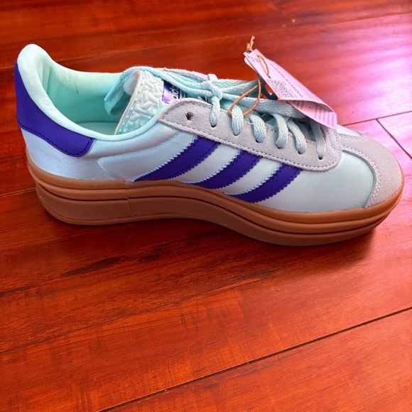 Adidas Gazelle Women's Sneakers - Light Blue & Purple with Tan Sole (w/out box) - Picture 4 of 7